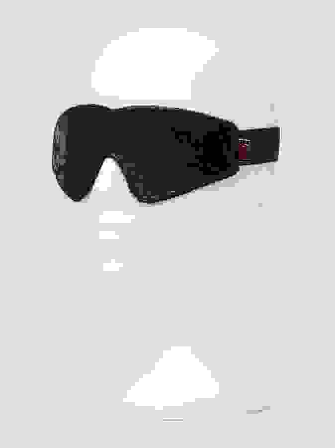 Bondage Boutique Black Rose Faux Fur Lined Blindfold, Black, hi-res